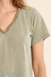 Molly Bracken V-Neck T-Shirt Sage Green