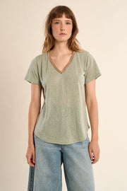 Molly Bracken V-Neck T-Shirt Sage Green