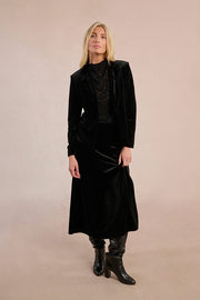Molly Bracken Long Velvet Skirt Black