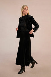 Molly Bracken Long Velvet Skirt Black