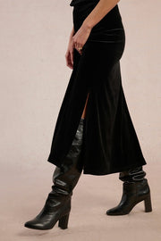 Molly Bracken Long Velvet Skirt Black