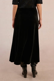 Molly Bracken Long Velvet Skirt Black