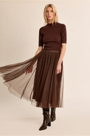 Molly Bracken Pleated Tulle Skirt Chocolate