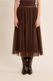 Molly Bracken Pleated Tulle Skirt Chocolate