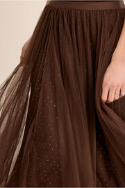 Molly Bracken Pleated Tulle Skirt Chocolate