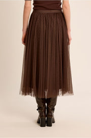 Molly Bracken Pleated Tulle Skirt Chocolate