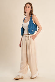 Molly Bracken Lace Trim Pants With Braided Belt Off-white