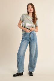 Molly Bracken Iridescent Tee Sage Green