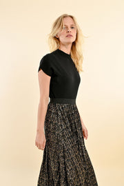 Molly Bracken Long Pleated Skirt Black/Gold