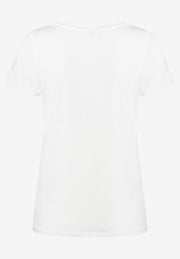 Tee With Front Print & Sequin Trim Off-white