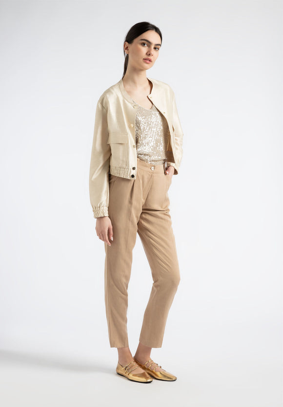 More & More Tencel-Linen Trouser Soft Toffee