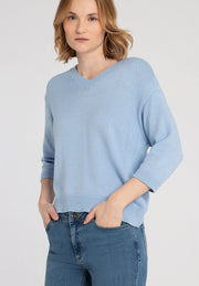 More & More Knit V-Neck Sweater Light Blue