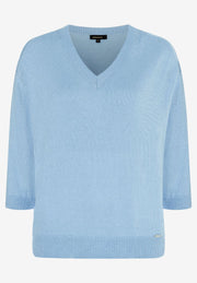 More & More Knit V-Neck Sweater Light Blue