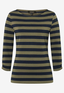 More & More Striped Long Sleeve Tee Navy/Olive