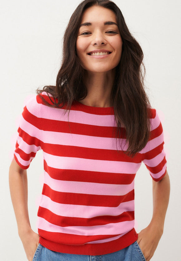 More & More Striped Knit Top Red/Pink