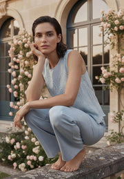 More & More Broderie Anglaise Top Blue
