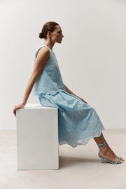 More & More Broderie Anglaise Top Blue
