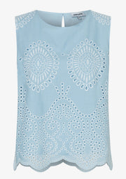 More & More Broderie Anglaise Top Blue
