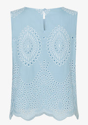 More & More Broderie Anglaise Top Blue