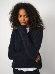 Mos Mosh Thora V-Neck Knit Jumper Navy