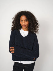 Mos Mosh Thora V-Neck Knit Jumper Navy