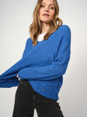 Mos Mosh Thora V-Neck Knit Sweater Blue Lolite