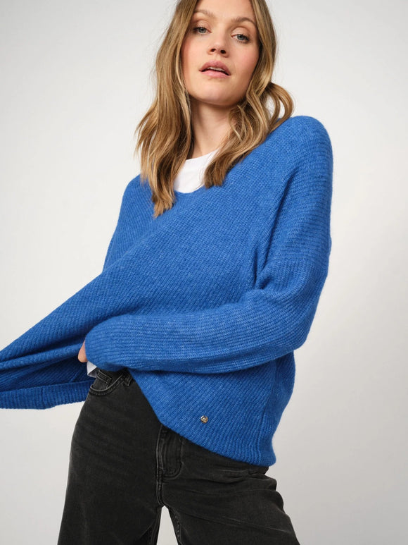 Mos Mosh Thora V-Neck Knit Sweater Blue Lolite