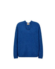 Mos Mosh Thora V-Neck Knit Sweater Blue Lolite