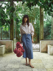 Mos Mosh Leala Denim Skirt Mid Blue