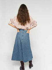 Mos Mosh Leala Denim Skirt Mid Blue
