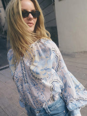 Mos Mosh Wylde Orchid Blouse Brunnera Blue