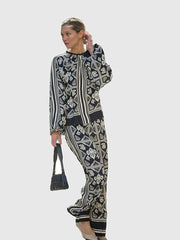 Mos Mosh Milkey Linocut Blouse Navy Print
