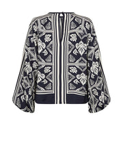 Mos Mosh Milkey Linocut Blouse Navy Print