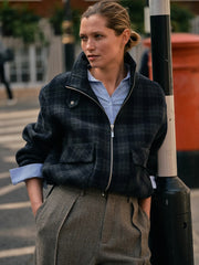 Mos Mosh Camille Check Jacket Salute Navy
