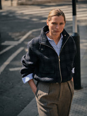 Mos Mosh Camille Check Jacket Salute Navy