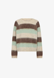 Mos Mosh Suvi Striped Knit Sweater Frosty Green