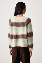 Mos Mosh Suvi Striped Knit Sweater Frosty Green