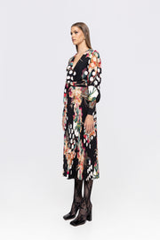 Nissa Pleated Dress With Floral/Polka Dot Print