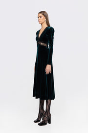 Nissa Velvet Dress Dark Green