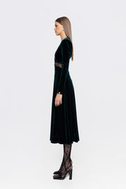 Nissa Velvet Dress Dark Green