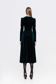 Nissa Velvet Dress Dark Green