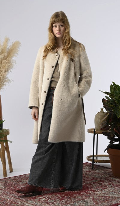 Orfeo Paris Lara Faux Fur Coat Beige