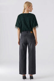Oui Fringed Detail Top Dark Teal