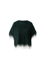 Oui Fringed Detail Top Dark Teal