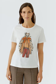 Oui T-Shirt With Girl Print Off-white