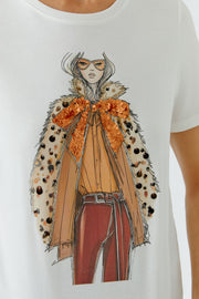 Oui T-Shirt With Girl Print Off-white