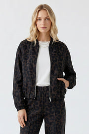 Oui Bomber Jacket Leo Print
