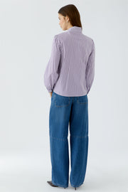 Oui Striped Blouse Violet/White