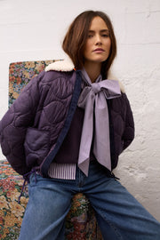 Oui Striped Blouse Violet/White