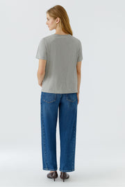 Oui T-Shirt With Girl Motif Grey
